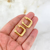 Hoop Earrings Elvi 2.75gr / 2.2cm / Grid-patterned Polished Yellow Gold ©