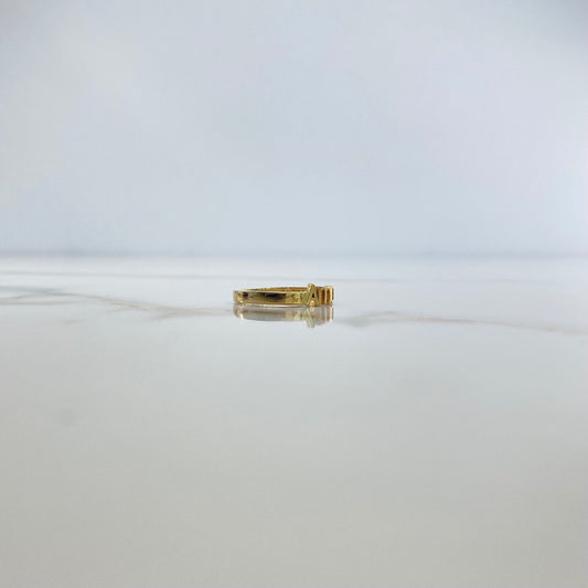 Love Ring 2.2gr / Size 6 1/2 / Colored Zircons Two-tone Yellow and White Gold &