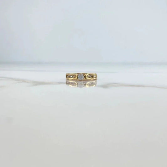 Bridge Ring 3gr / T5 3/4 / White Zircons Yellow Gold &