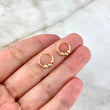 Hoop Earrings Hoop 1gr / 1cm / Beads Polished Three 18K Golds *