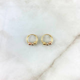 Hoop Earrings Hoop 1gr / 1cm / Beads Polished Three 18K Golds ©