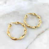 Hoop Earrings Isa 7.7gr / 4.4cm / Braided Yellow Gold