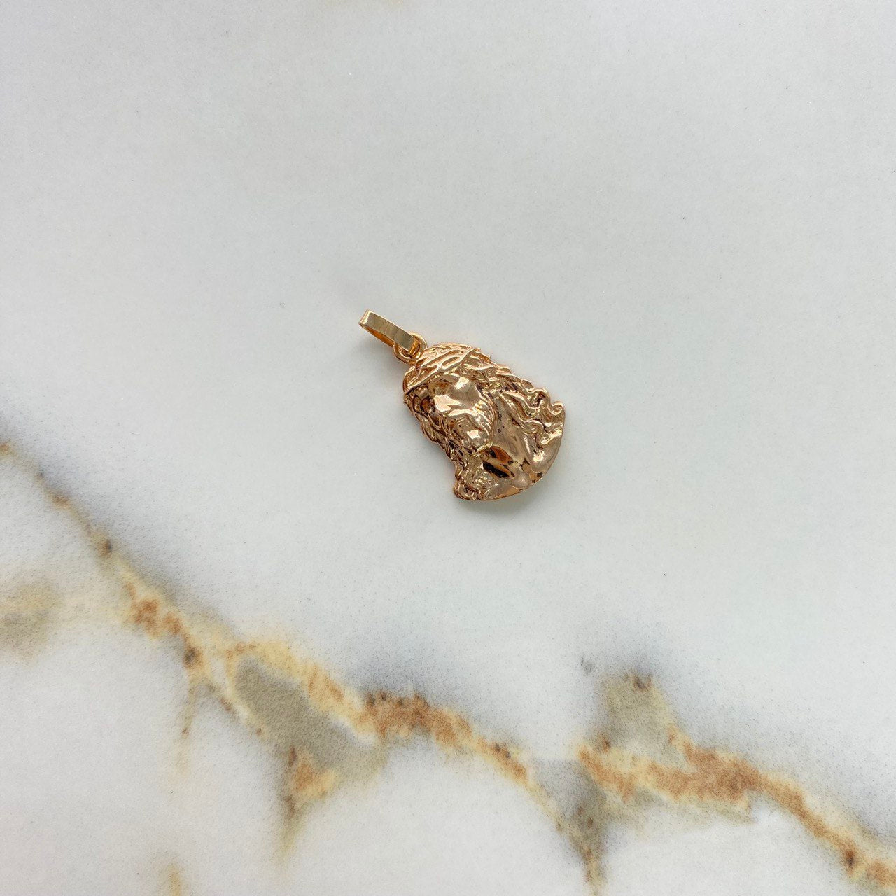Pendant Christ Face 2.4gr / 2.5cm / Solid Rose Gold &