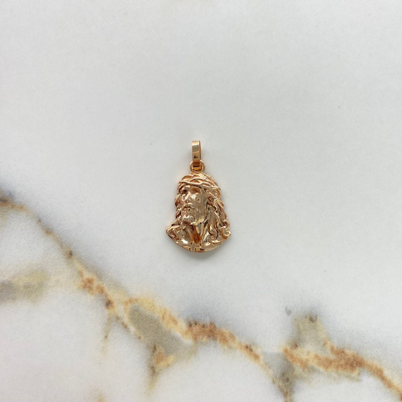 Pendant Christ Face 2.4gr / 2.5cm / Solid Rose Gold &