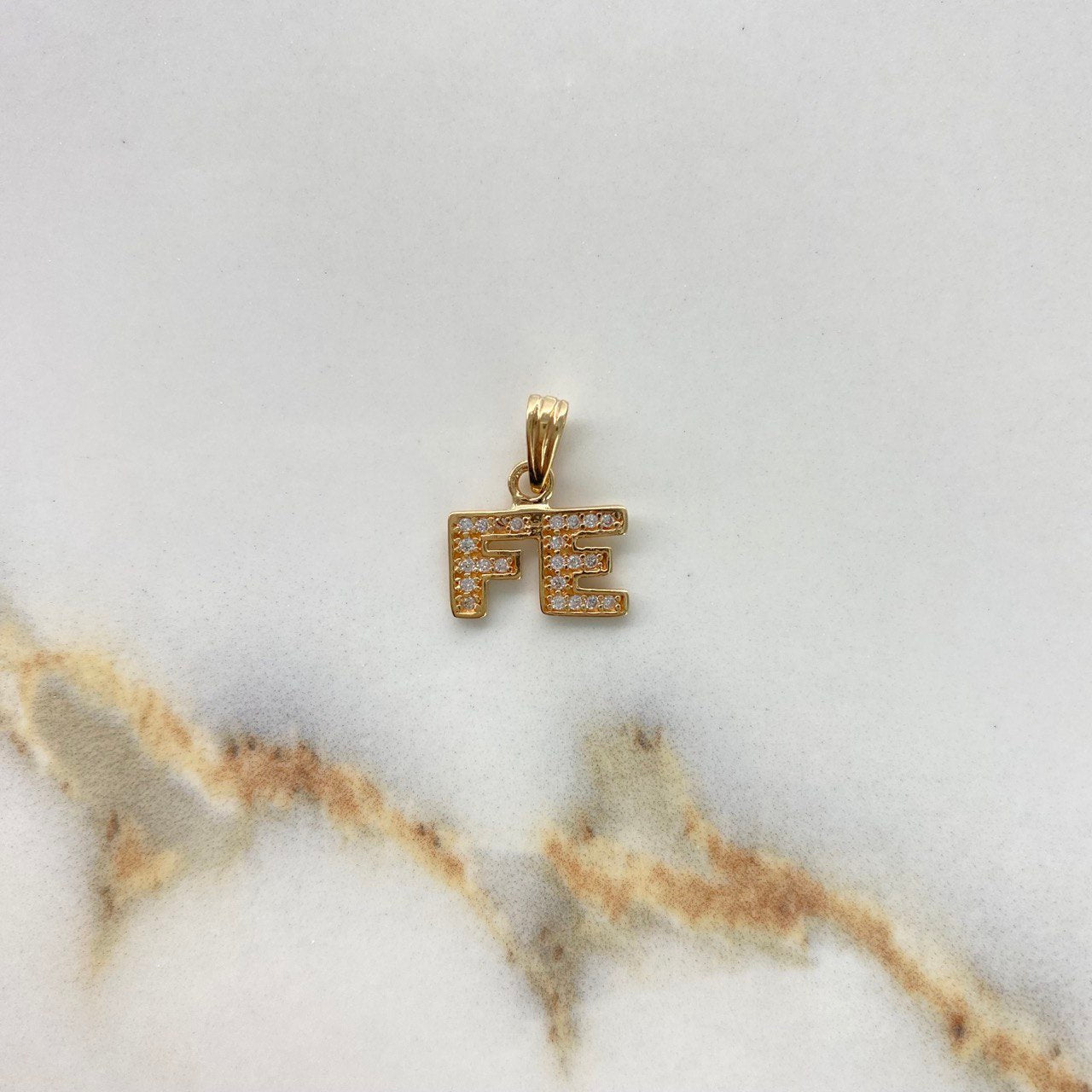 Pendant Fe 1gr / 1.5cm / White Zircons Yellow Gold &