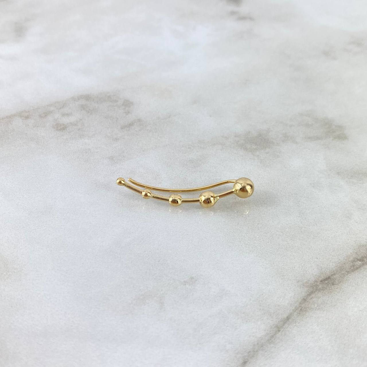 Piercing Earcuff Simulador 1.15gr / 3.2cm / 5mm-2mm Estela de Bolas Lisas Oro Amarillo (Joya) ©