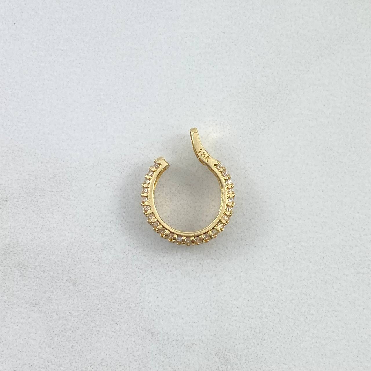 Piercing Earcuff Simulador 1.1gr / 1.2cm / Abrazo Curvo Oro Amarillo 18K (Joya) ©