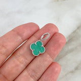 Pendant Clover 1.9gr / 2.3cm / Green Malachite White Gold +4