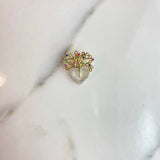 Pendant Heart Tree 2gr / 1.7cm / White Fuchsia Green Blue Zircons Yellow Gold $