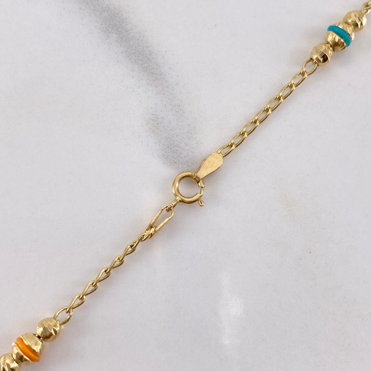 Espiga Chain 5.4gr / 45cm / 2mm-3mm Beads Diamond Cut Rubber Green-Blue-Orange-White-Pink Yellow Gold $