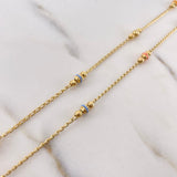 Espiga Chain 5.4gr / 45cm / 2mm-3mm Beads Diamond Cut Rubber Green-Blue-Orange-White-Pink Yellow Gold $