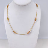 Espiga Chain 5.45gr / 45cm / 2mm-3mm-4mm Beads Diamond Cut Polished Pink-Green-Blue Rubbers Two Yellow and Pink Gold $