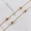 Espiga Chain 5.9gr / 45cm / 2.5mm-4mm Beads Diamond Cut Polished Black Rubber Yellow Gold $