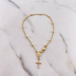 Bracelet Miraculous Virgin Denarius 2.55gr / 19cm / 2.5mm Beads Diamond Cut Cross Polished Yellow Gold $