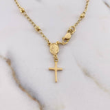 Bracelet Miraculous Virgin Denarius 2.55gr / 19cm / 2.5mm Beads Diamond Cut Cross Polished Yellow Gold $