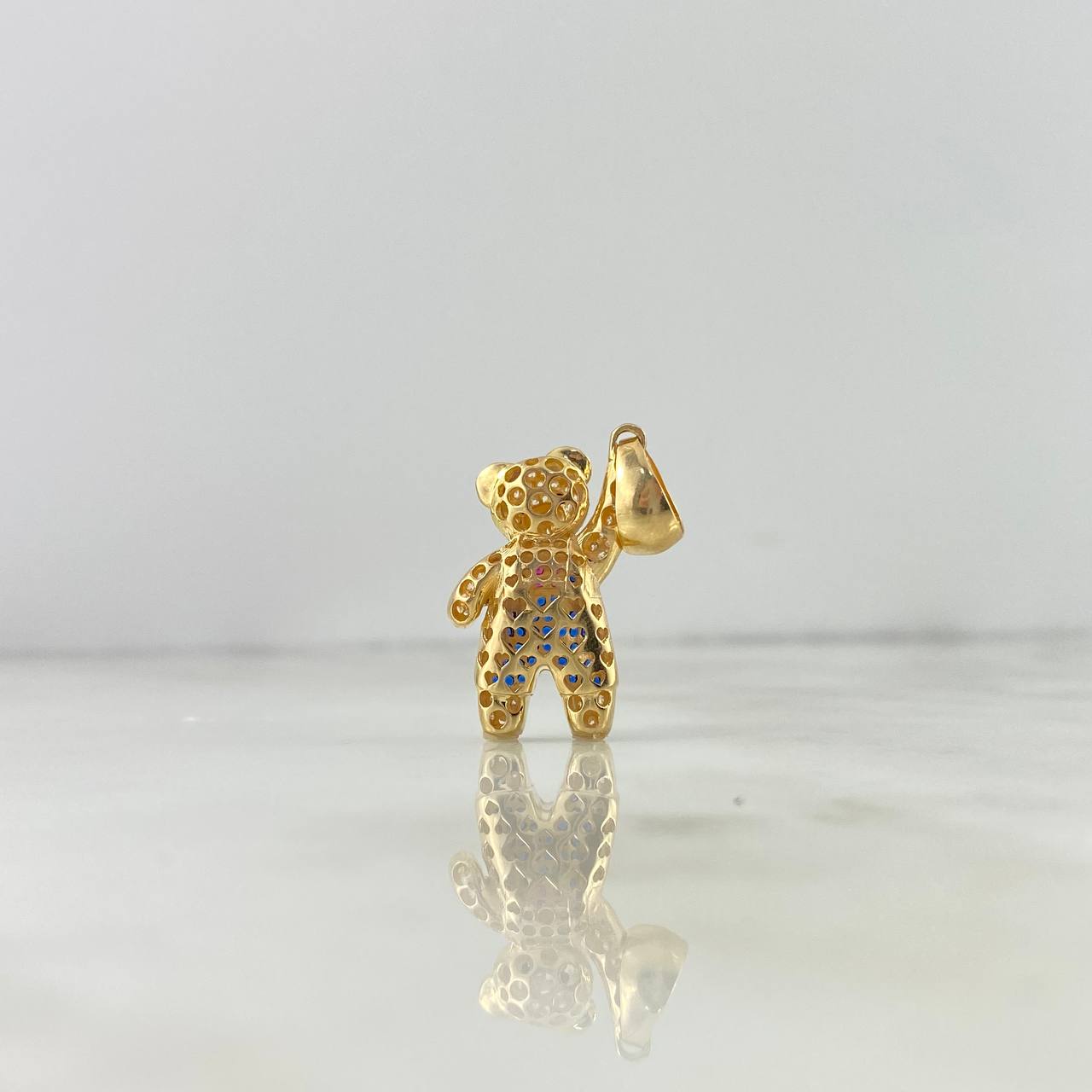 Pendant Bear Overalls 5.2gr / 3.2cm / White Blue Fuchsia Black Yellow Gold Zircons