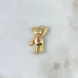 Pendant Tie Bear 5.2gr / 3.4cm / Smooth White Fuchsia Black Zirconia Yellow Gold