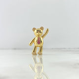 Pendant Tie Bear 5.2gr / 3.4cm / Smooth White Fuchsia Black Zirconia Yellow Gold