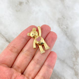 Pendant Heart Bear 6.25gr / 3.4cm / Smooth White Zircons Pink Black Yellow Gold