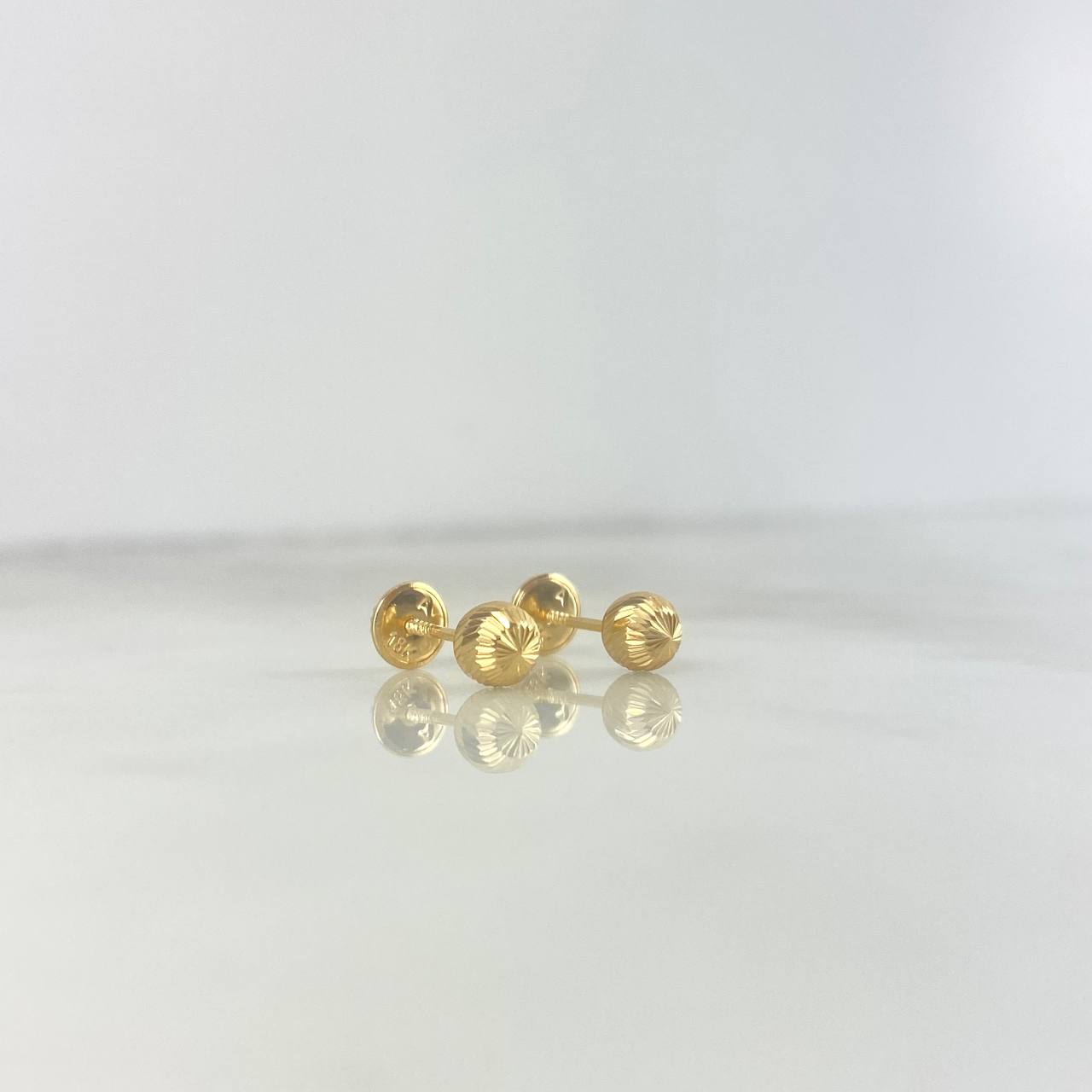 Stud Earrings Bead 0.6gr / 5mm Diamond Cut 18K Yellow Gold *