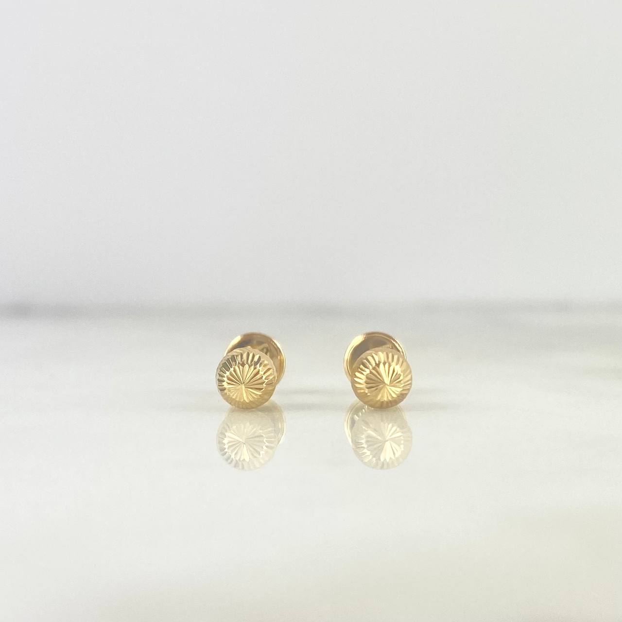 Stud Earrings Bead 0.65gr / 5mm Diamond Cut 18K Yellow Gold ©