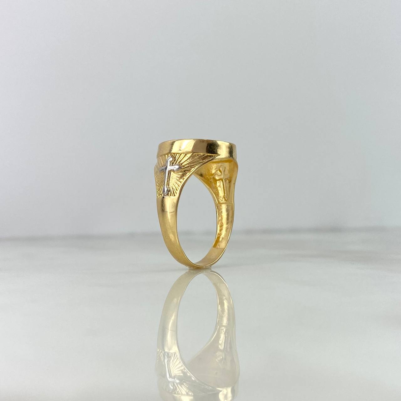 Prayer Ring Circle Cross 7.05gr / T10 3/4 / Two Yellows Yellow White