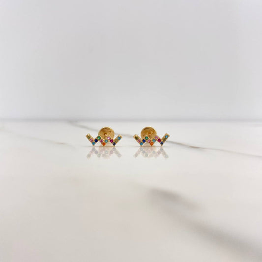Stud Earrings Zigzag 0.8gr / Yellow Gold!