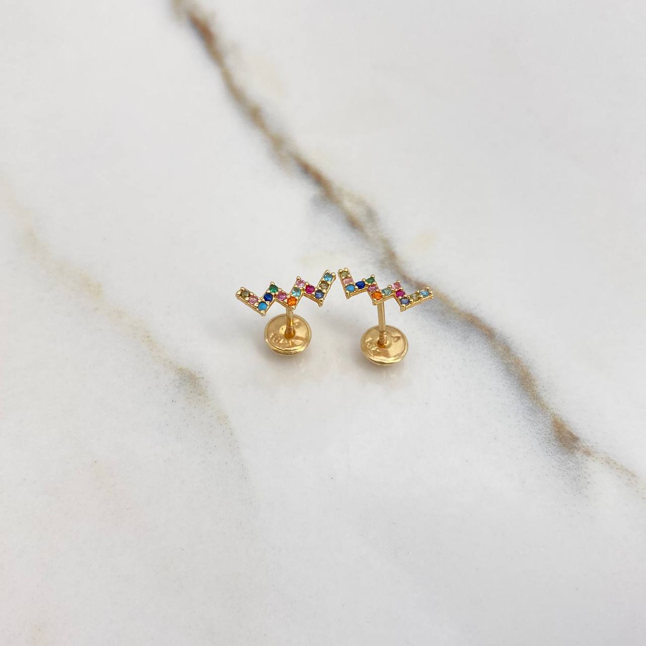 Stud Earrings Zigzag 0.8gr / Yellow Gold!