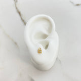 Stud Earrings Lock 0.7gr / White Zircon Yellow Gold $