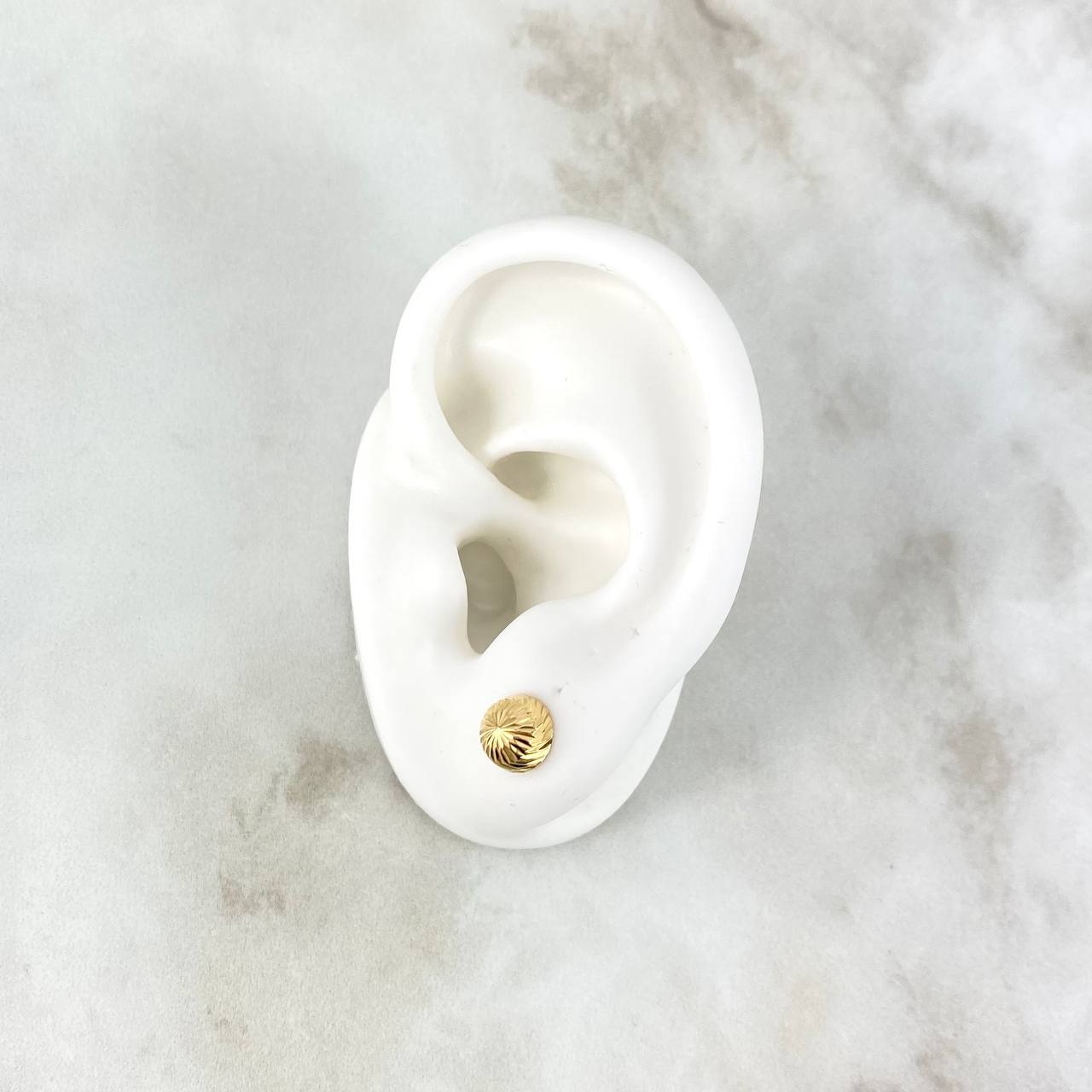 Stud Earrings Media Bead 0.8gr / 7mm Diamond Cut 18K Yellow Gold *