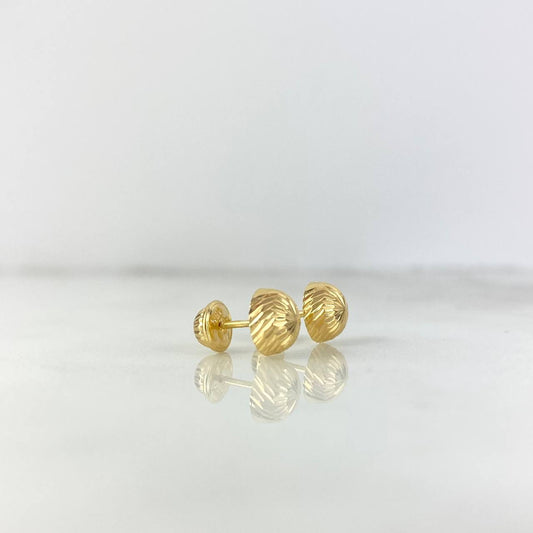 Stud Earrings Media Bead 0.8gr / 7mm Diamond Cut Yellow Gold