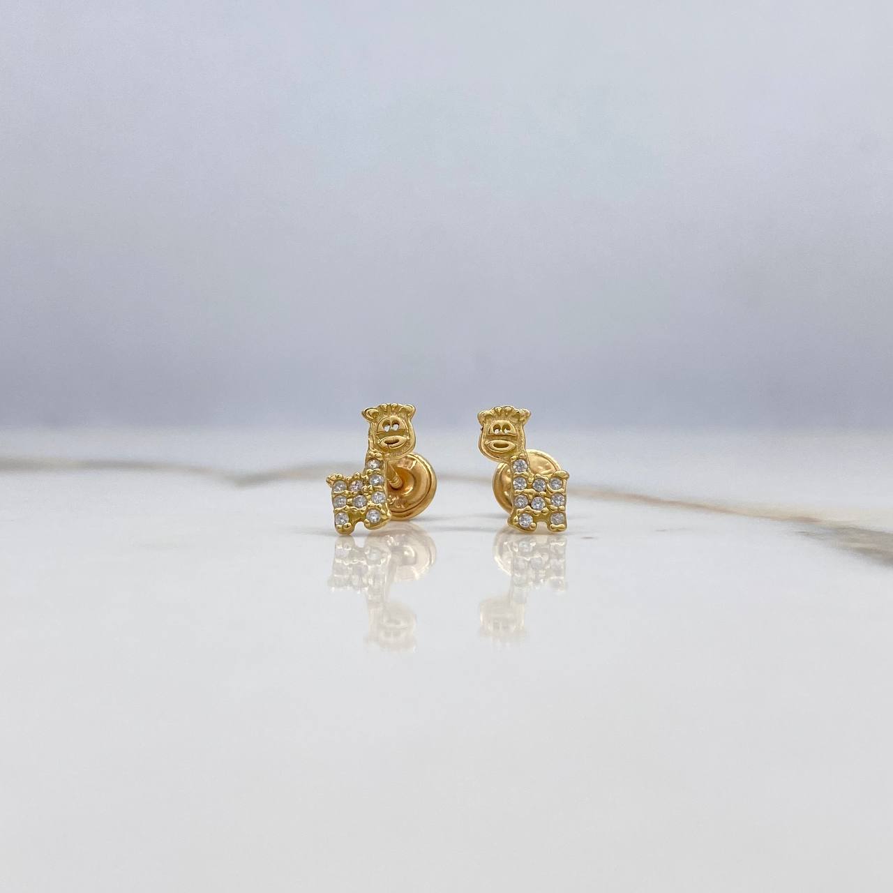 Topos Jirafa 1.05gr / Caricatura Circones Blancos Oro Amarillo $