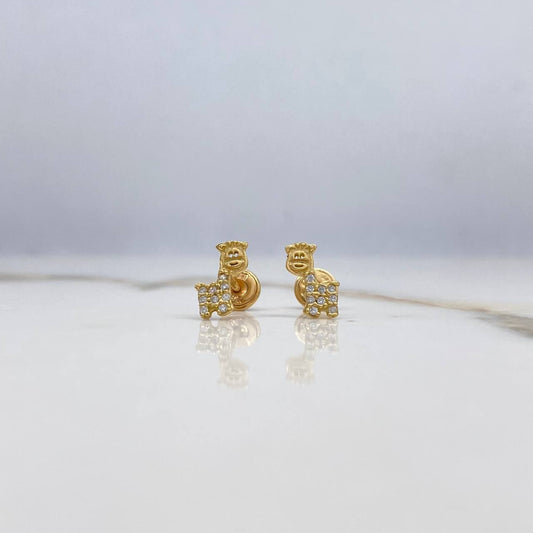 Topos Jirafa 1.05gr / Caricatura Circones Blancos Oro Amarillo $