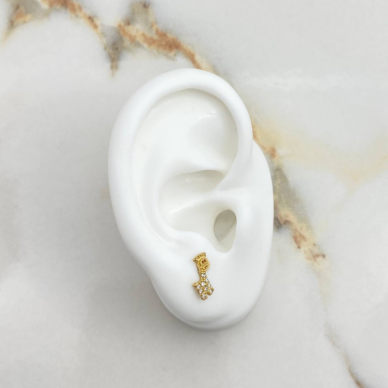 Topos Jirafa 1.05gr / Caricatura Circones Blancos Oro Amarillo $