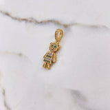 Pendant Bear 2.3gr / 2.5cm / White Green Zircons Yellow Gold $