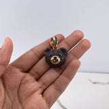 Pendant Bear 10.75gr / 2.5cm / Face Brown and Black Zircons Yellow Gold $