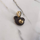 Pendant Bear 10.75gr / 2.5cm / Face Brown and Black Zircons Yellow Gold $