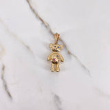 Pendant Bear 7.25gr / 3.7cm / White Blue Green Pink Orange Zircons Yellow Gold $
