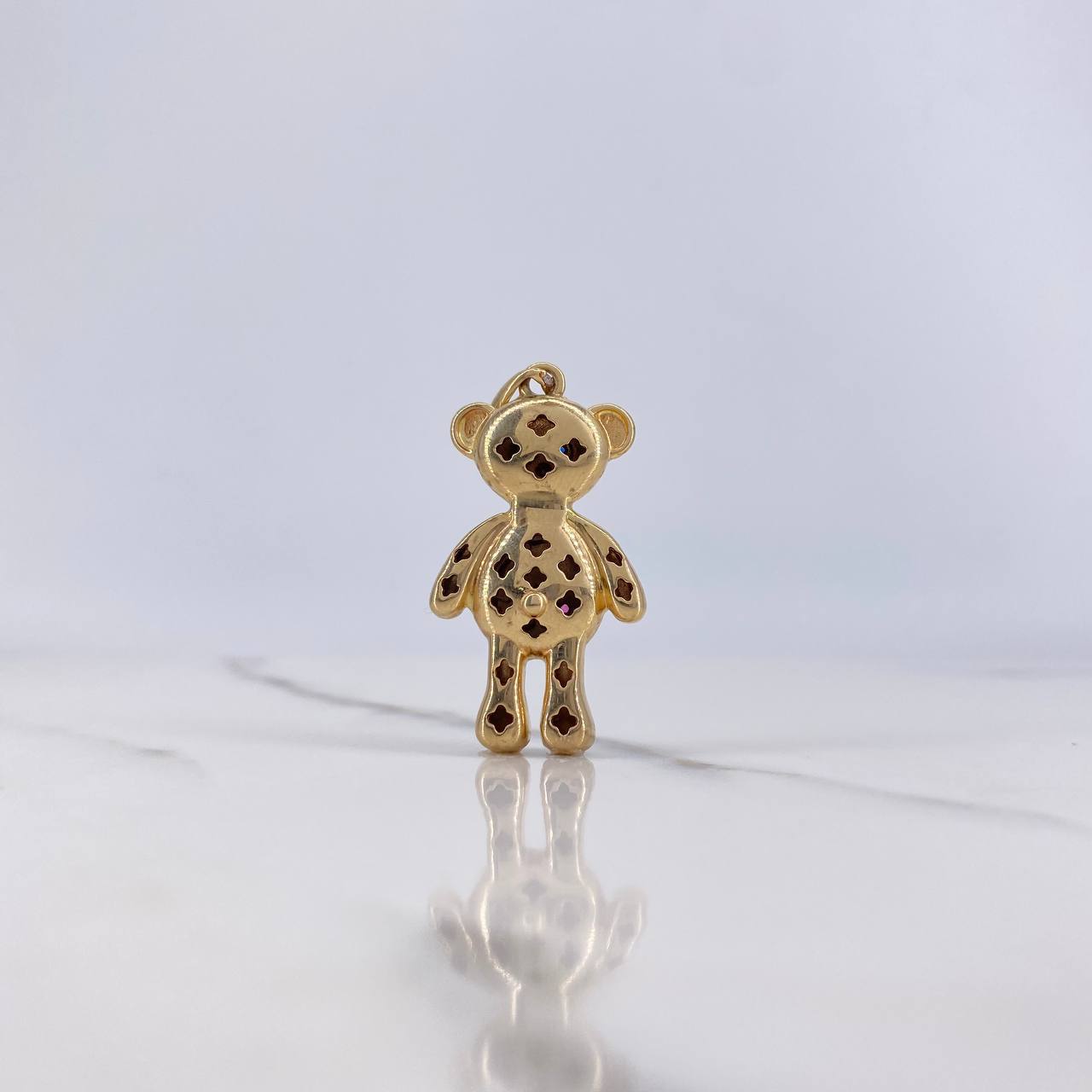 Pendant Bear 7.25gr / 3.7cm / White Blue Green Pink Orange Zircons Yellow Gold $