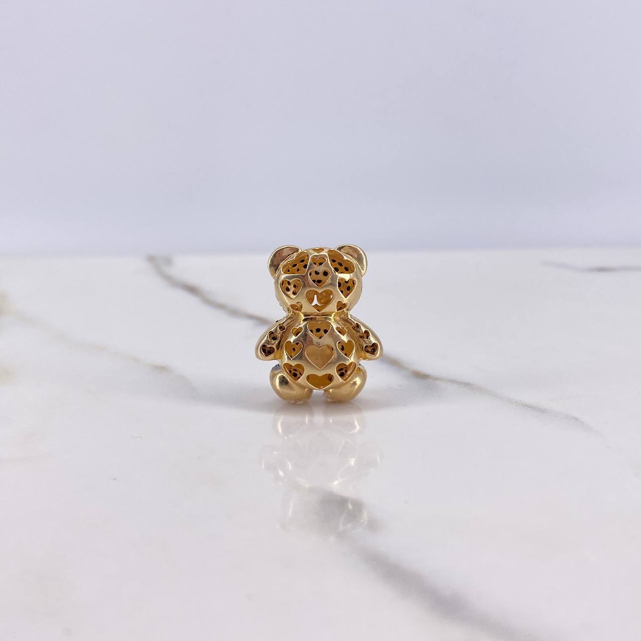 Pendant Bear 7.2gr / 1.5cm / Brown Black Zircons Yellow Gold $