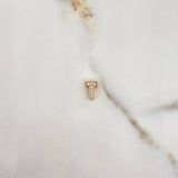 Pendant Letter T 0.45gr / 0.7cm / 3D White Zircons Yellow Gold $