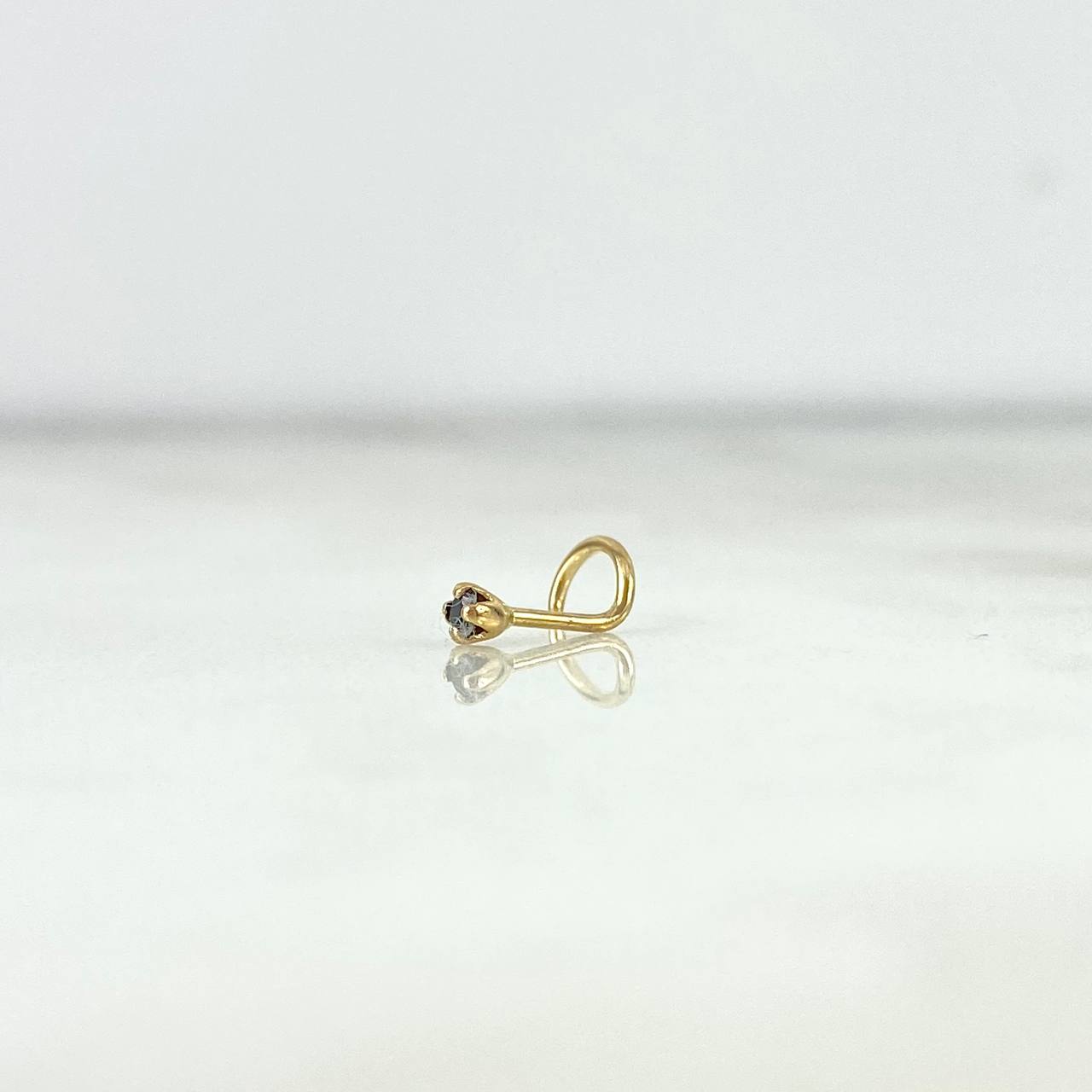 Piercing Curvo Chispa Fija 0.15gr / 1cm / Circon Negro Oro Amarillo 18K (Joya)