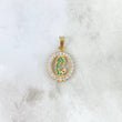 Dije Virgen Maria 1.75gr / 2.3cm / Circulo Circones Verdes Blancos Oro Amarillo