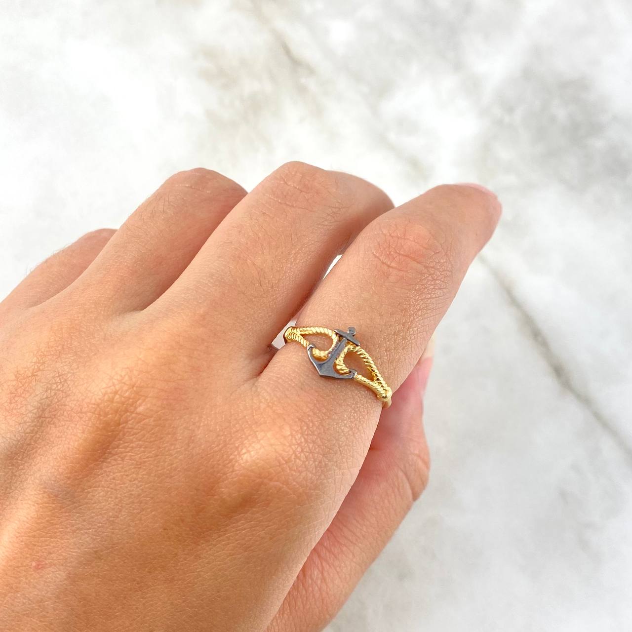 Anchor Ring 1.9gr / T7 1/2 / Nautical Knot Yellow Gold