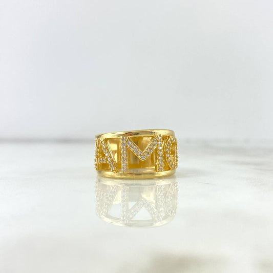 Love Ring 8.05gr / Size 7 / White Zircons Yellow Gold