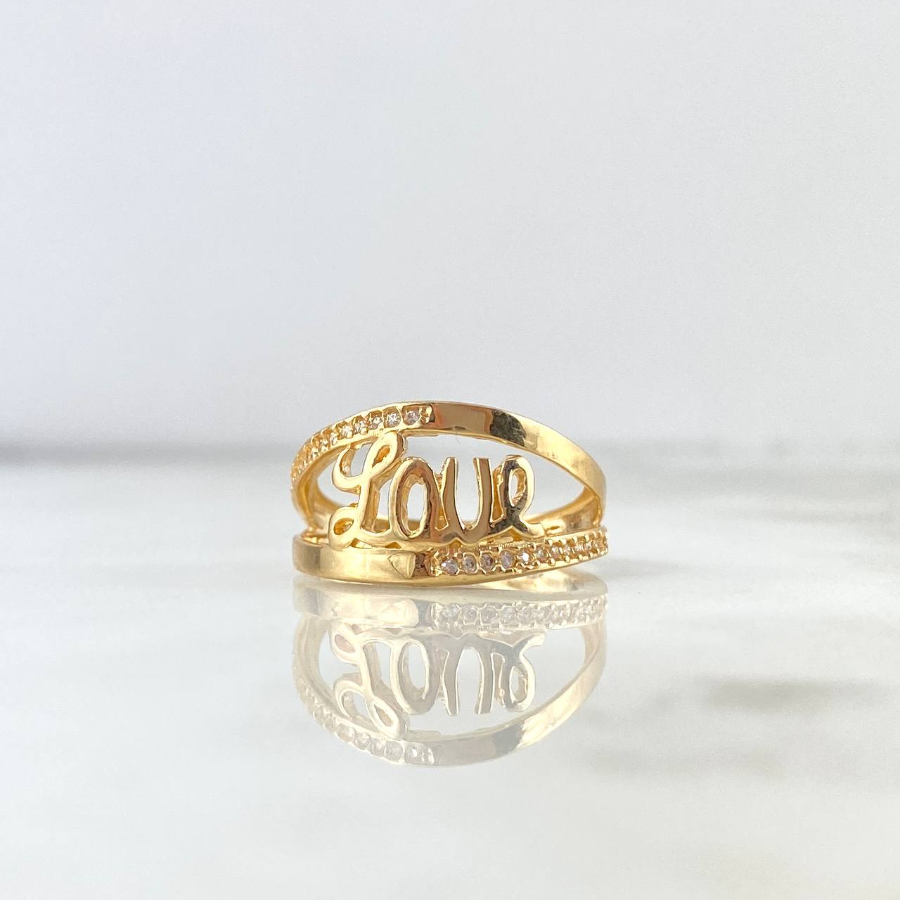 Love Ring 3.7gr / Size 7 1/2 / White Zircons Yellow Gold