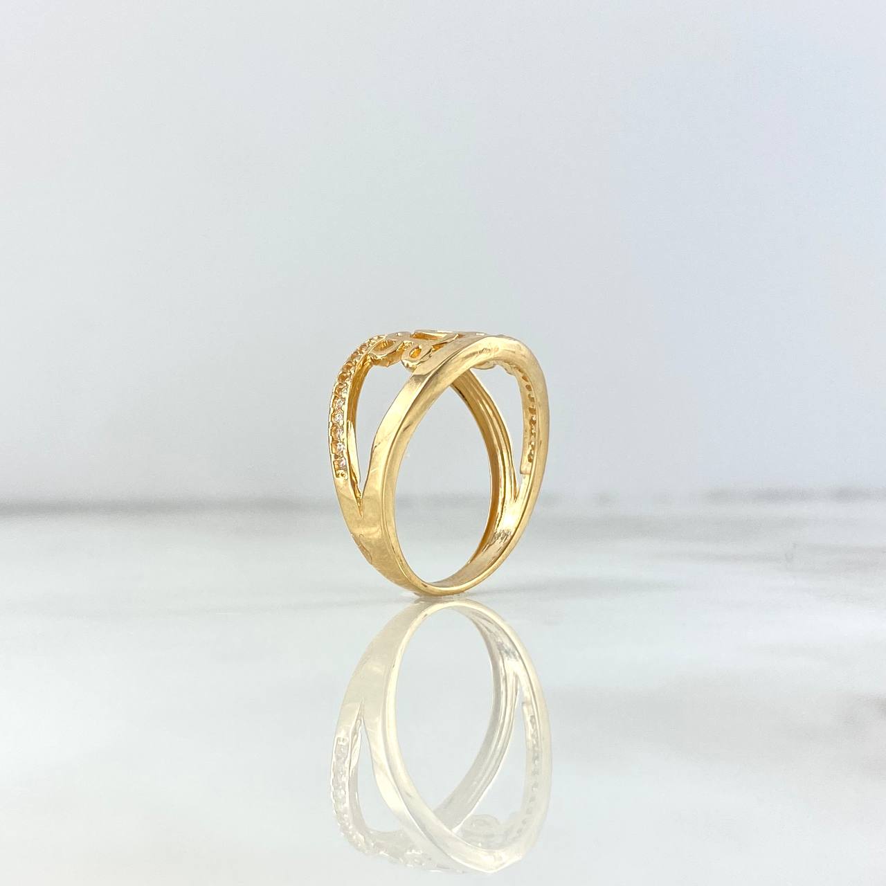 Love Ring 3.7gr / Size 7 1/2 / White Zircons Yellow Gold