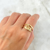 Love Ring 3.7gr / Size 7 1/2 / White Zircons Yellow Gold