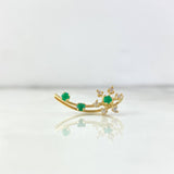 Piercing Earcuff Simulator 1.15gr / 2.2cm / Snowflake Emeralds 20 Pts White Diamonds 12 Pts Yellow Gold (Jewel) *