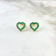 Stud Earrings Heart Silhouette 2.2gr / 1.5cm / Emeralds 75pts Lobster Claw Yellow Gold Butterfly (Jewel) *